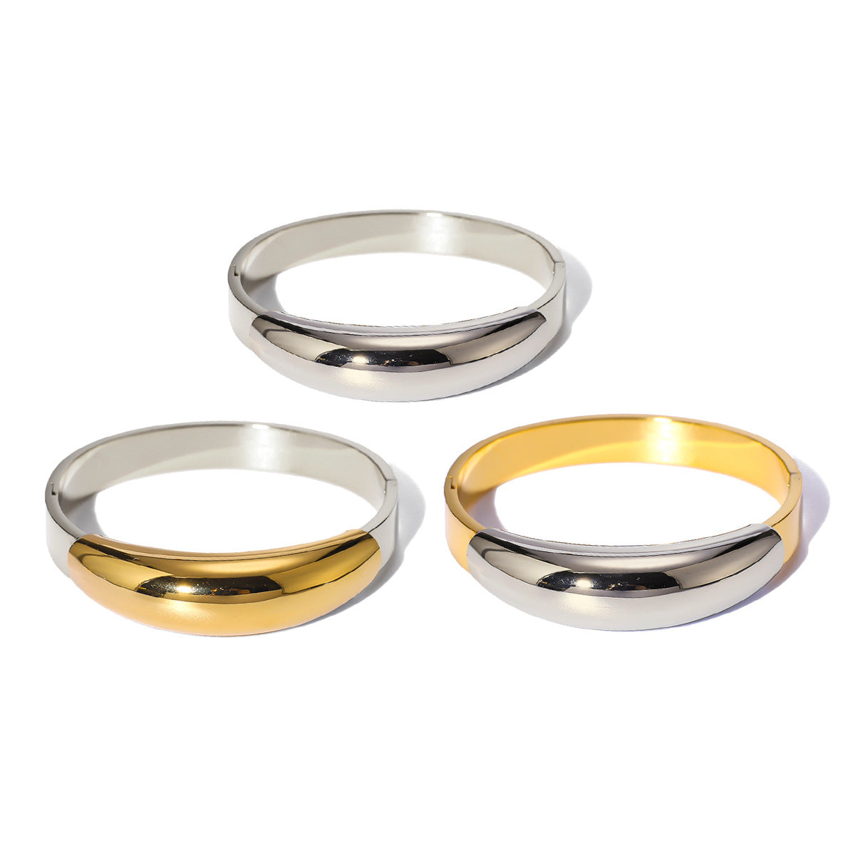 Bracciale da donna minimalista geometrico in acciaio al titanio placcato oro 18K