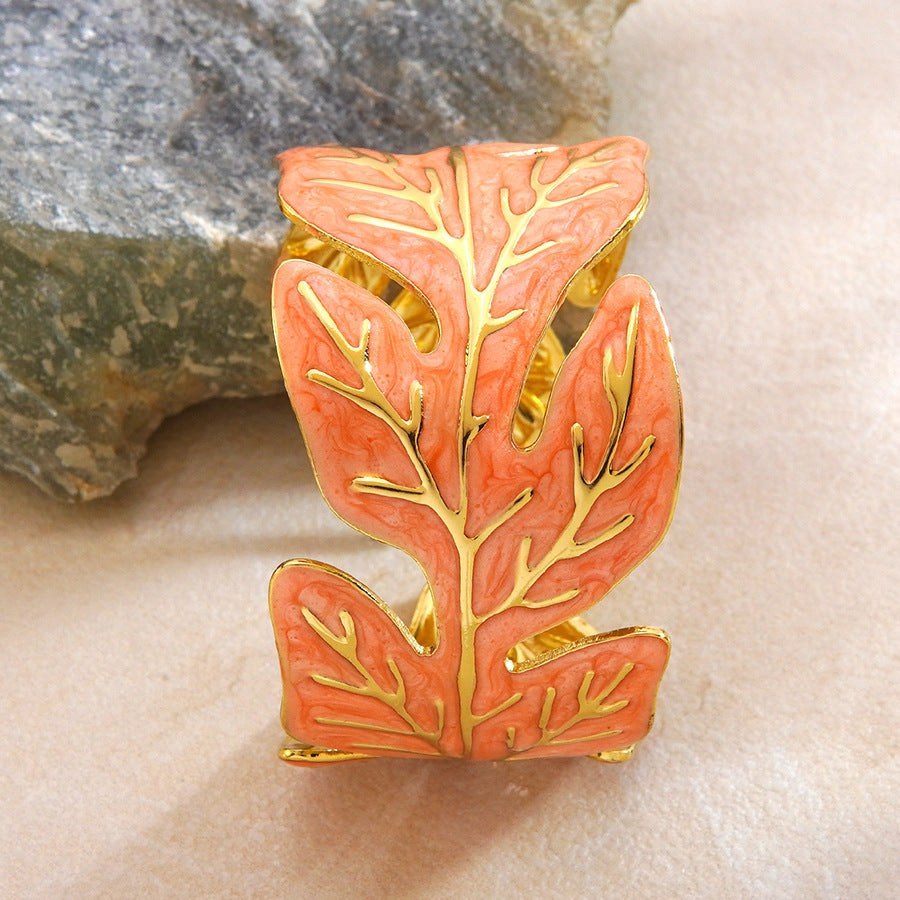 Minimalist Drip Oil Plant Shape Stainless Steel Bracelet