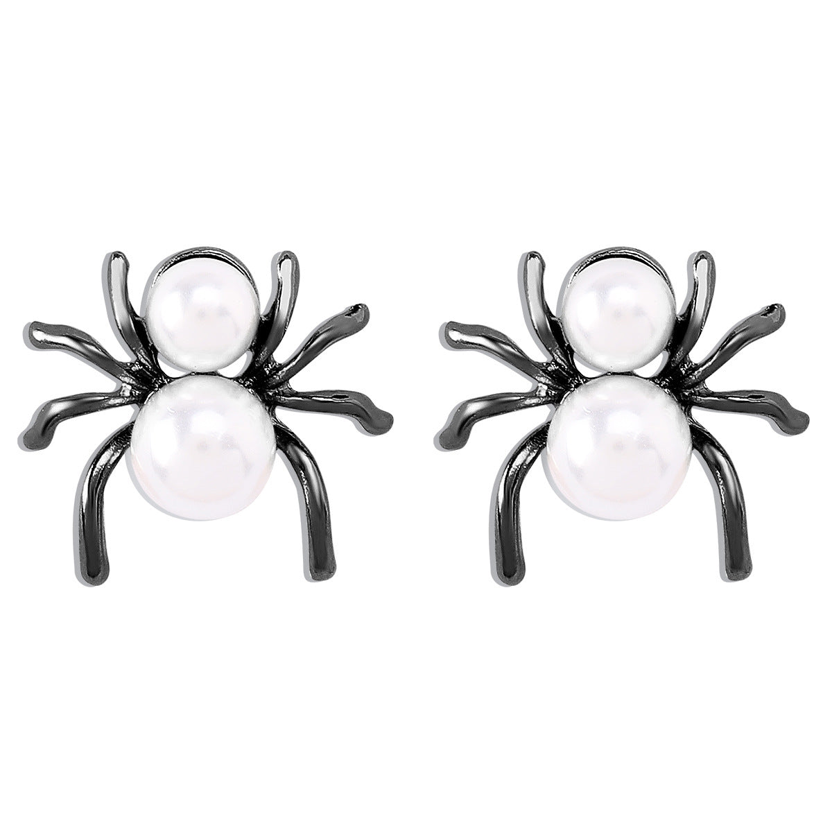 Vintage Spider Stud Earrings in Alloy with Imitation Pearl Finish Electroplated for Women