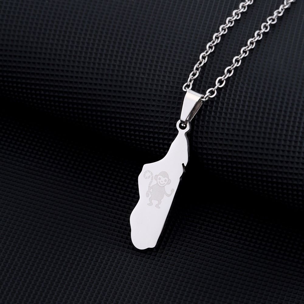 Collana Pendente Geometrica Minimalista in Acciaio Inossidabile con Finitura Placcata per Donna, Catena Maglione Leggera di Ispirazione Etnica