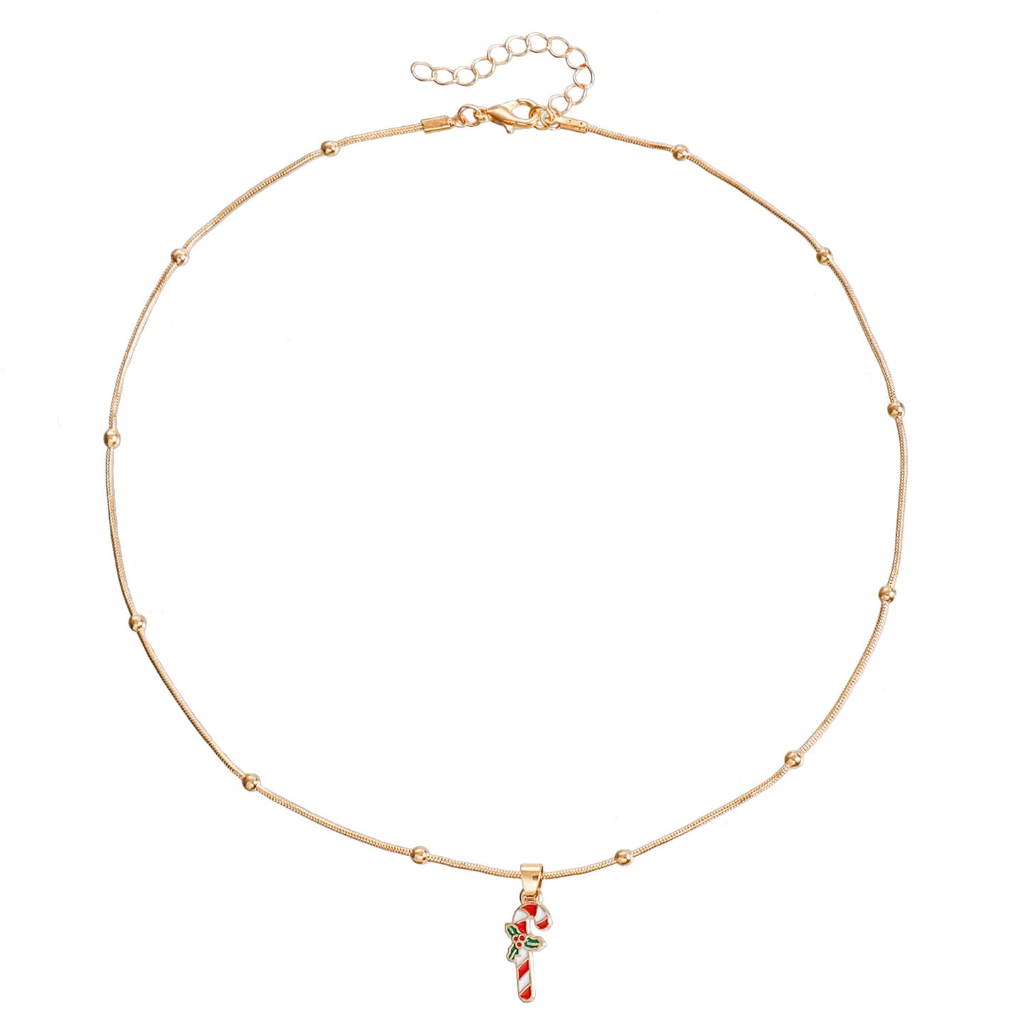Vintage Christmas Necklace for Women with Geometric Pendant, Electroplated Metal Choker Chain, Santa and Snowflake Enamel Design
