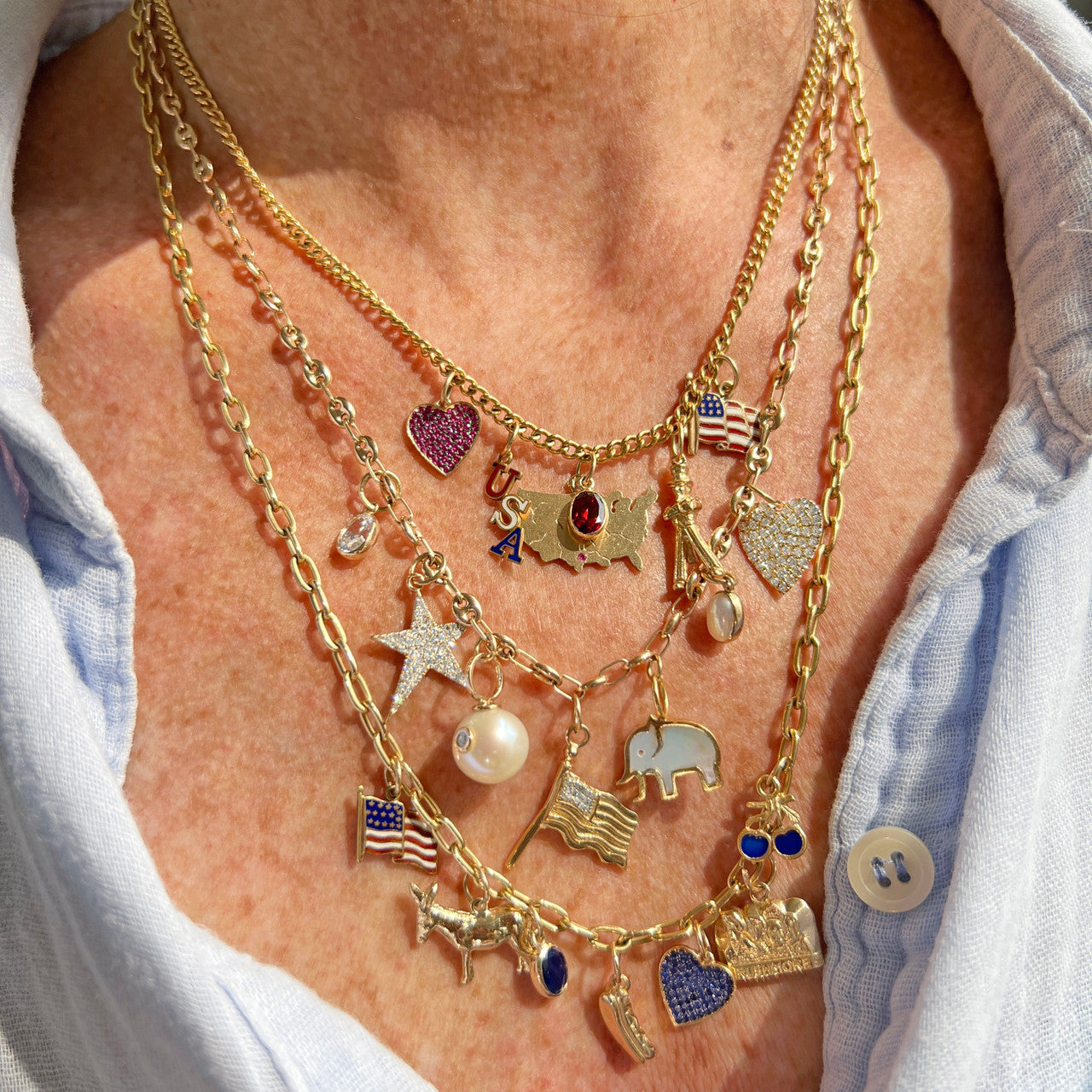 Vintage Geometric Stainless Steel 18K Gold PVD Plated DIY Charm Bar Necklace with 12 Birthstones
