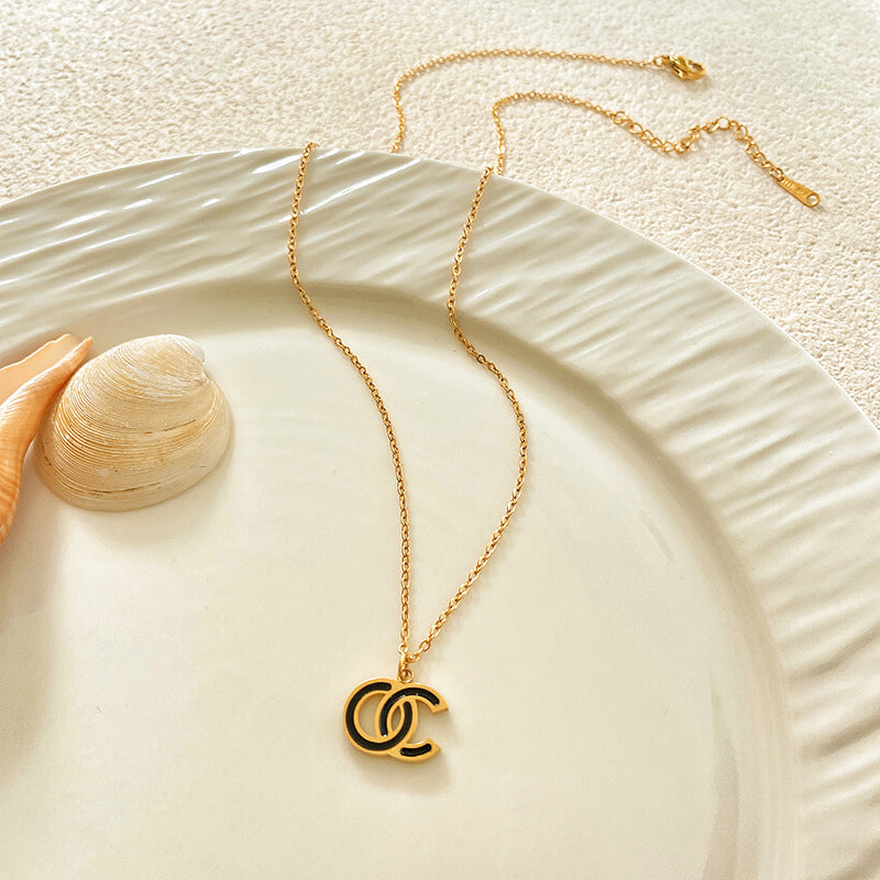 Minimalist Luxury Gold Plated Titanium Steel Letter Number Necklace Unisex