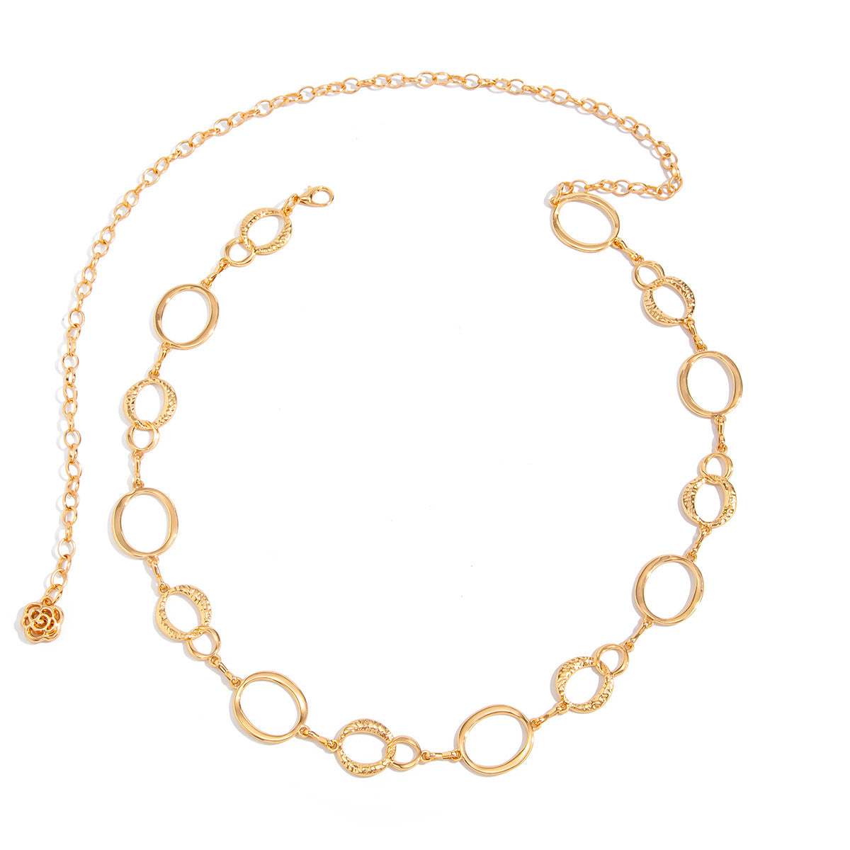Catena da Vita Minimalista Geometrica a Cerchio per Donna con Design in Metallo Scavato e Chiusura a Moschettone