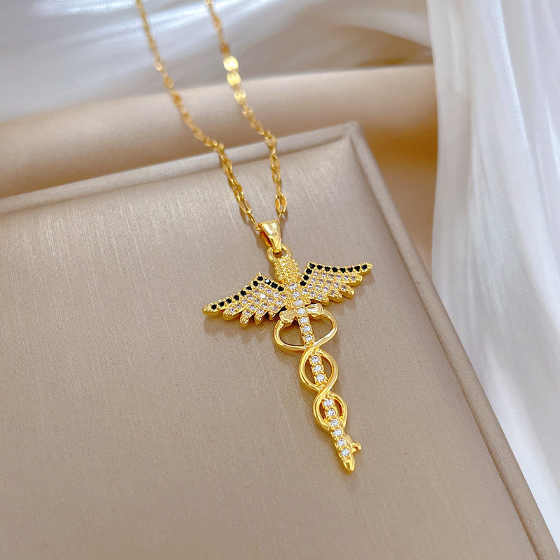 Collar de lujo de acero de titanio con mariposas y diseño geométrico para mujer, fiesta, cadena para la clavícula