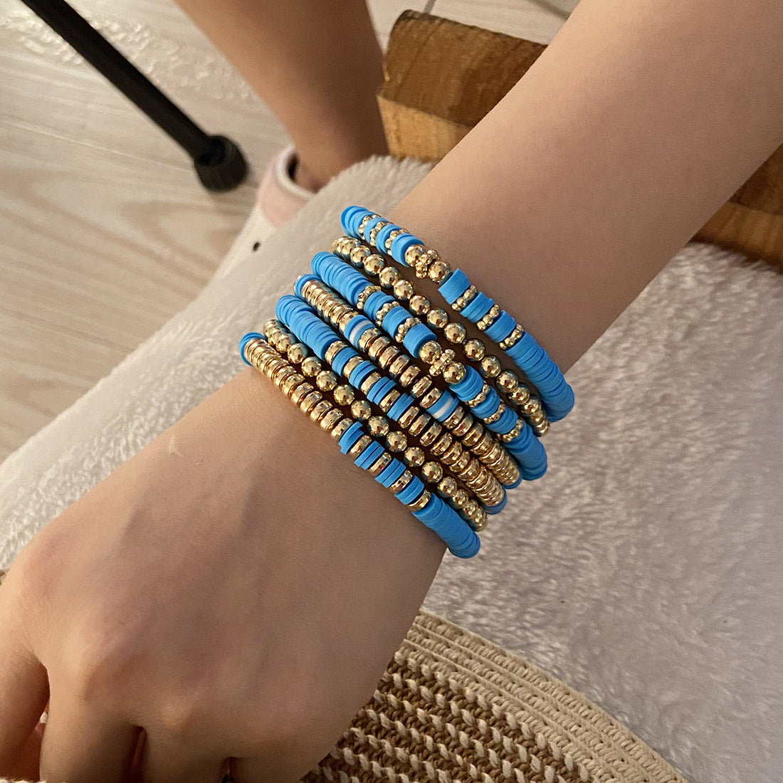 Bohemian Style Polymer Clay Beaded Bracelet for Women with Handmade Craftsmanship