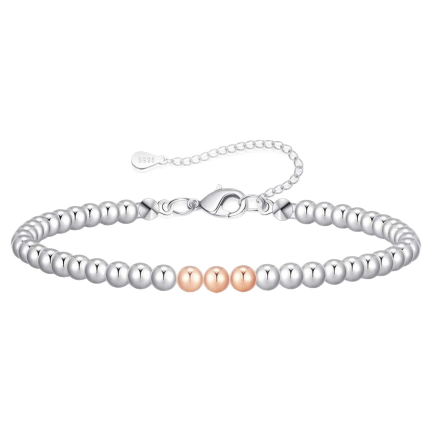 Minimalist Rose Gold Plated Brass Ball Chain Bracelet for Women Adjustable 4mm Beads