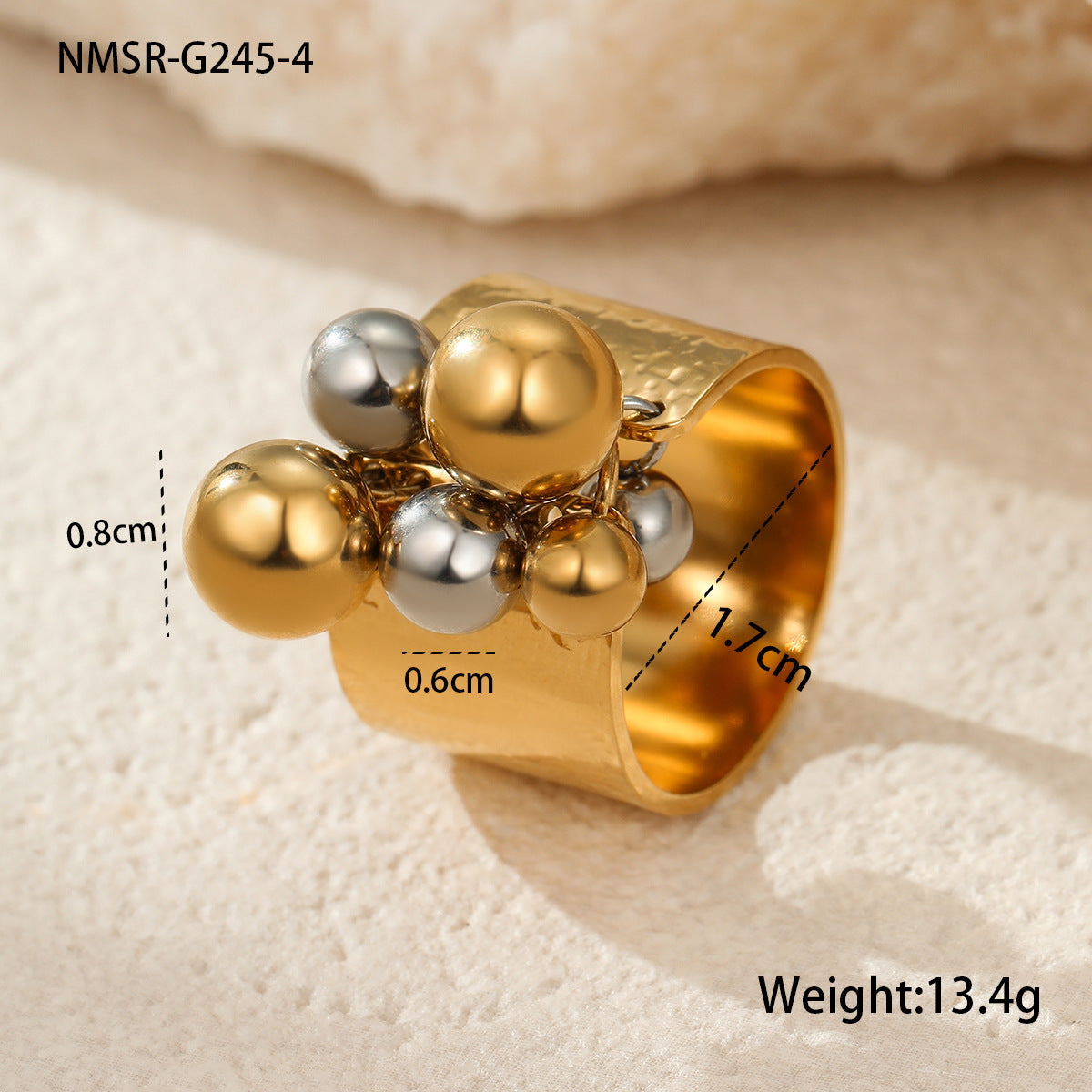 Anillo de acero inoxidable geométrico minimalista con chapado en oro de 18 quilates para mujer