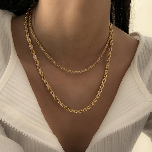 Collar de cadena trenzada geométrica punk para mujer con hierro galvanizado