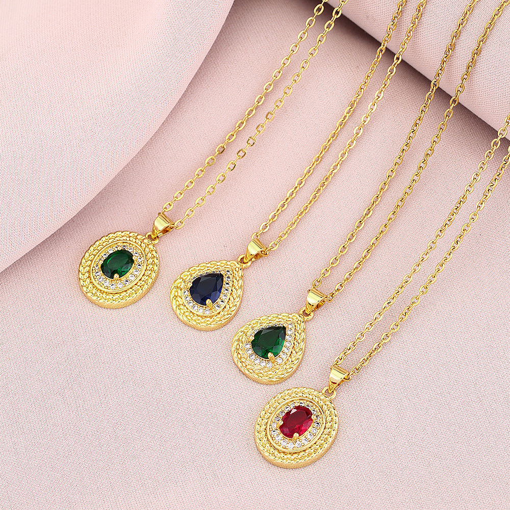 Collana con Pendente Geometrico Vintage da Donna in Rame con Finitura Placcata, Gioielli Eleganti Minimalisti