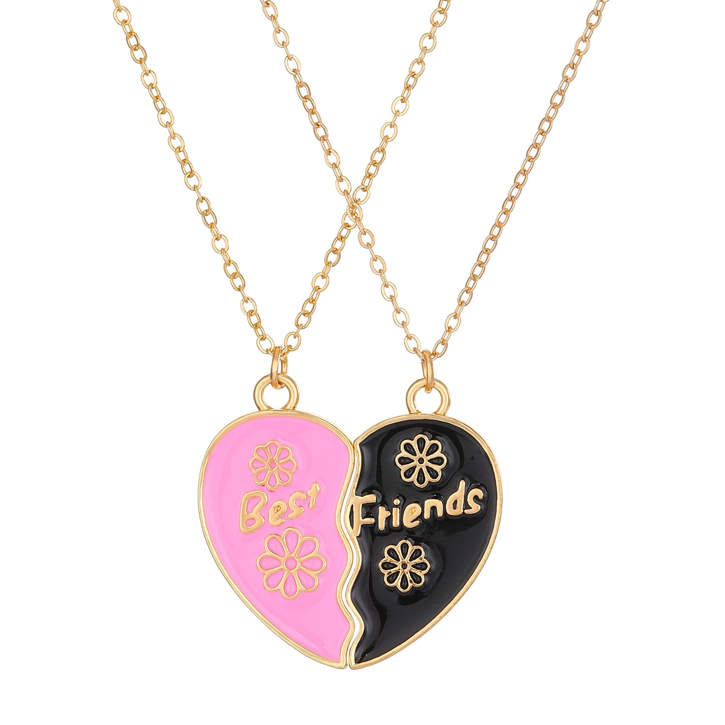 Collana da donna placcata in lega di zinco con cuore geometrico arcobaleno