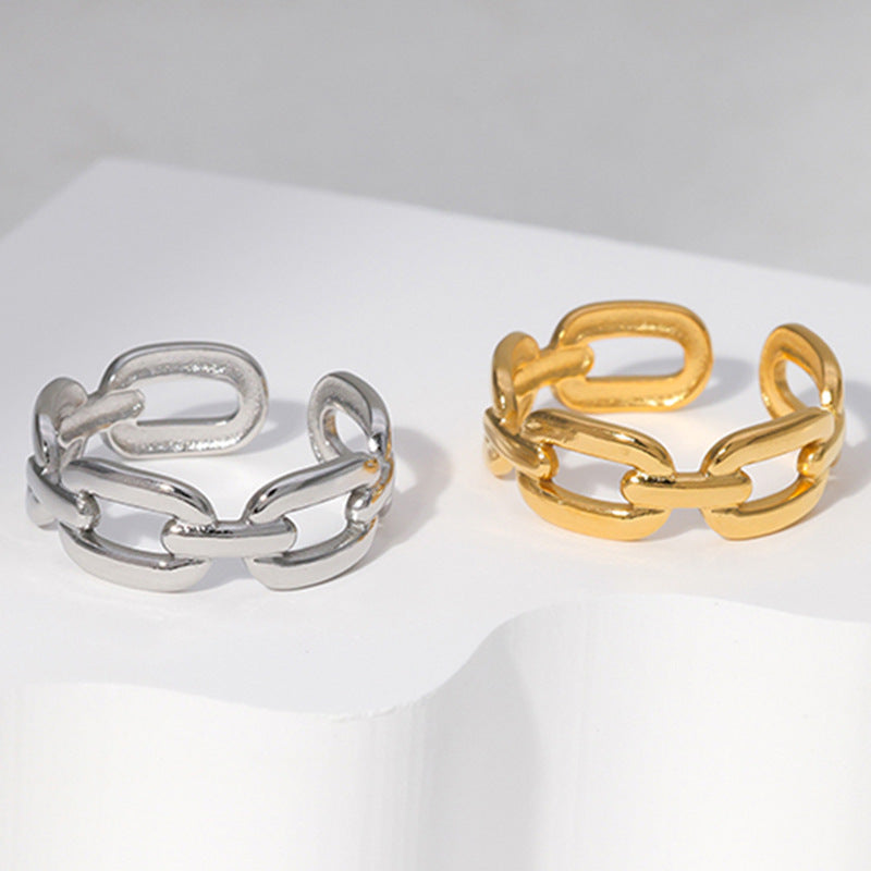 Anillo Minimalista Geométrico Ajustable de Titanio y Acero para Mujer y Hombre Banda de Acero Inoxidable Galvanizado