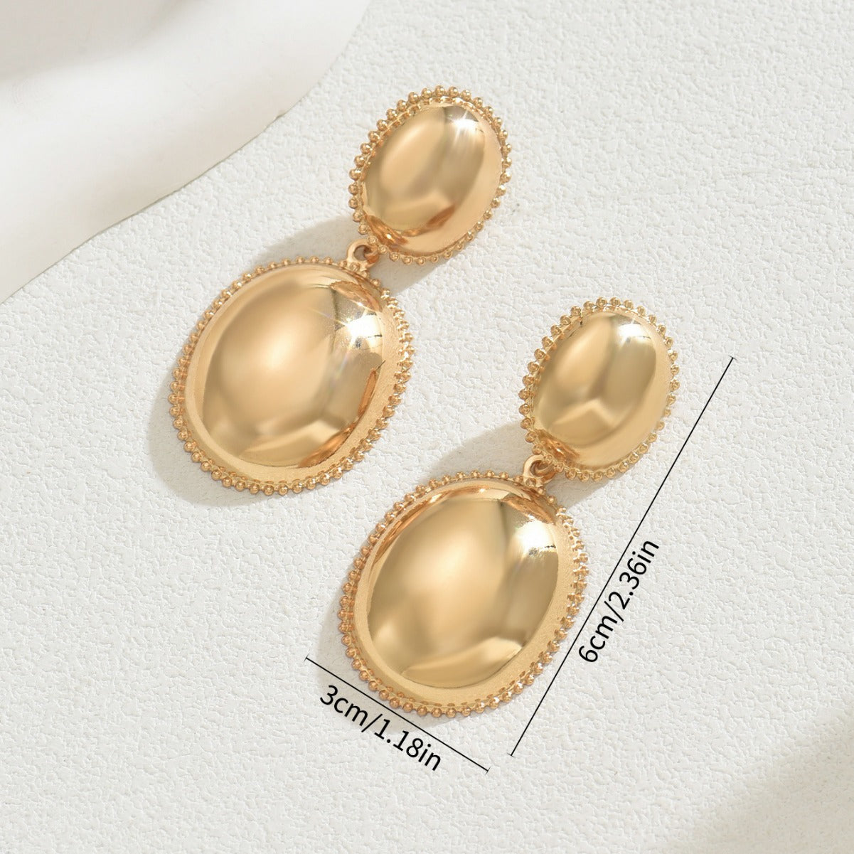 Orecchini da donna in lega placcata oro 18 carati con design geometrico a sfera tonda, stile OL alla moda
