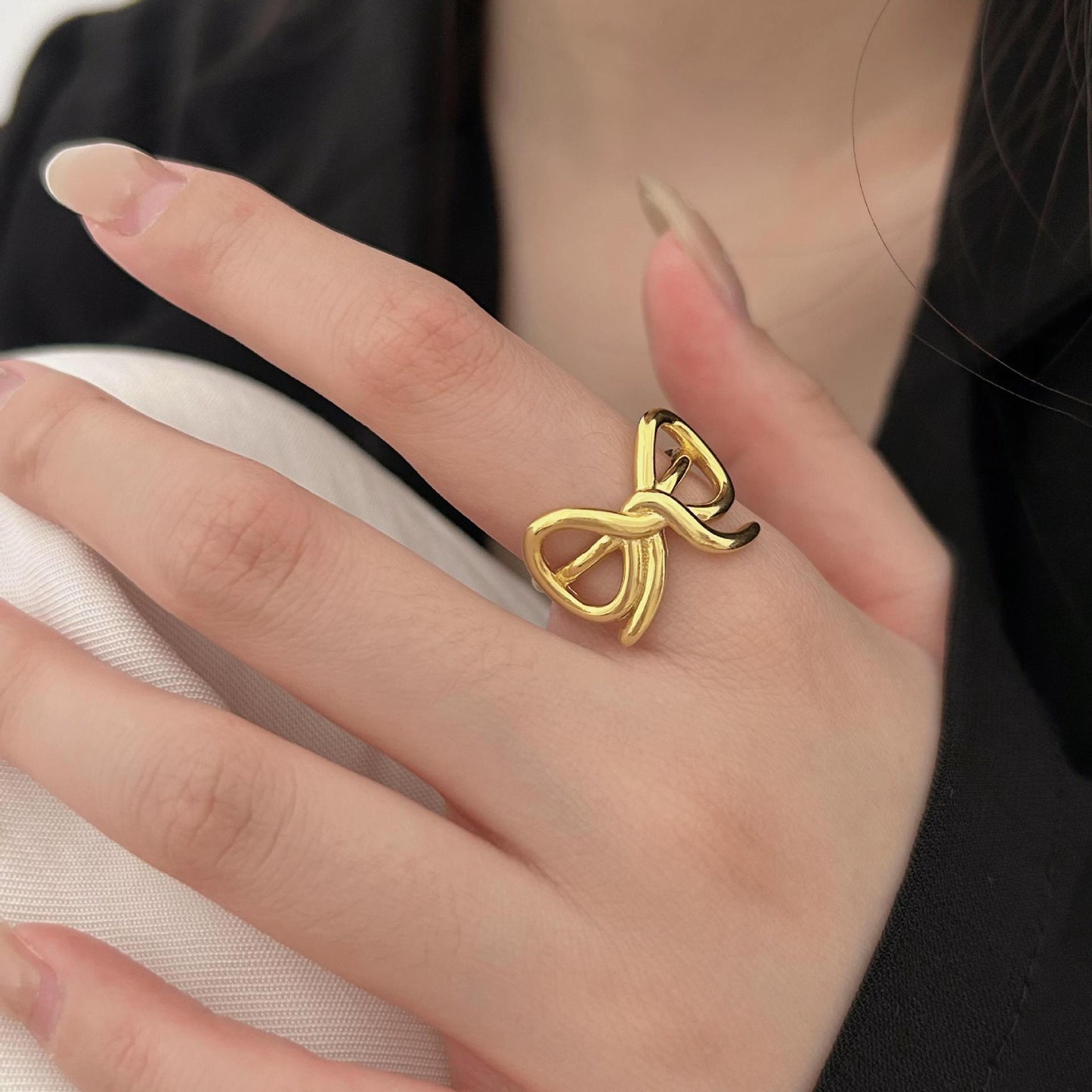 Sweet Minimalist 925 Sterling Silver Plated Heart Geometric Ring for Women