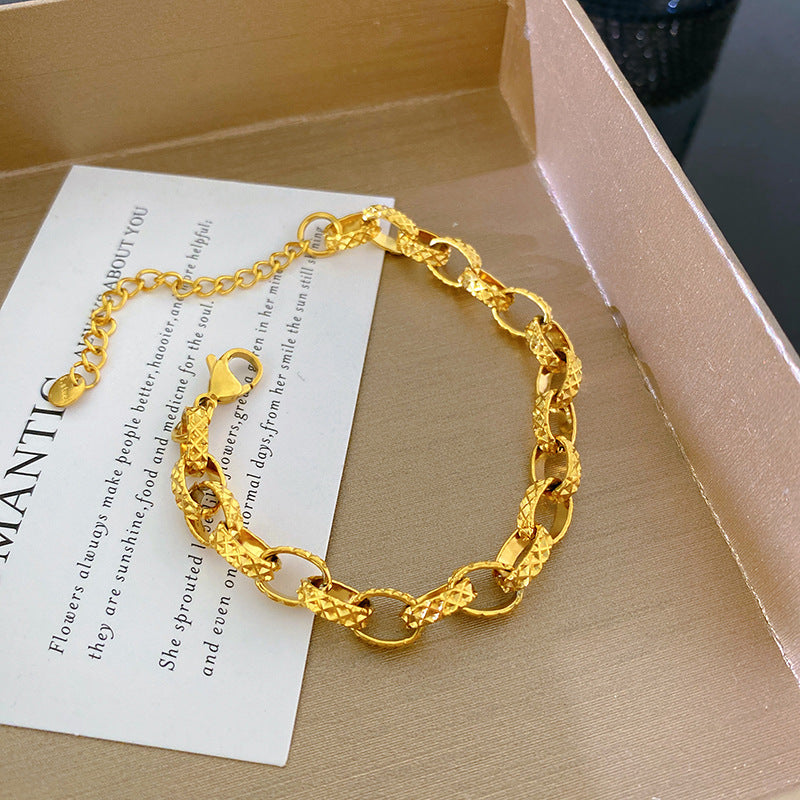 Minimalist Hip-hop Sweet Round Star Titanium Steel Plated Bracelet