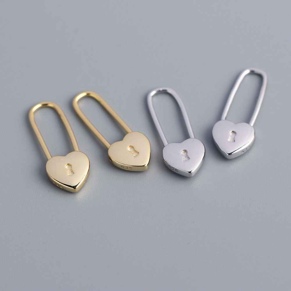 Sweet Luxury 925 Sterling Silver Heart Plated Hoop Earrings