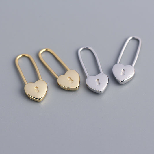 Sweet Luxury 925 Sterling Silver Heart Plated Hoop Earrings