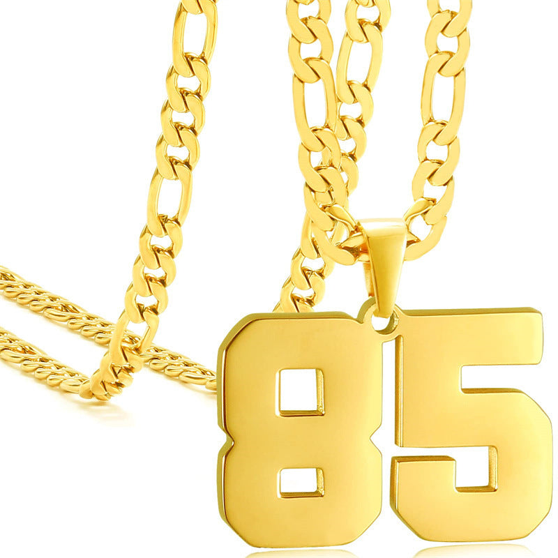 Minimalist Numeric Pendant Necklace for Men and Women Stainless Steel Chain with Polished Titanium Steel Charm