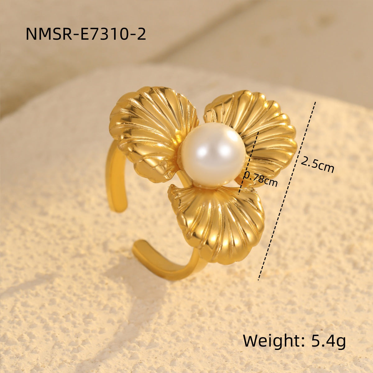 Anello alla Moda in Acciaio Inossidabile con Motivo Geometrico, Placcato Oro 18K per Donna, Design Regolabile con Fascia Aperta