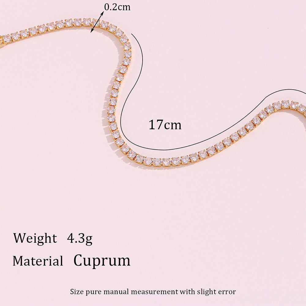 Bracciale da donna in catena di zirconi placcato in oro 18 carati in acciaio inossidabile geometrico minimalista