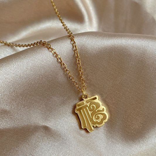 Streetwear Titanium Steel Plated Letter Fu Charm Necklace Unisex