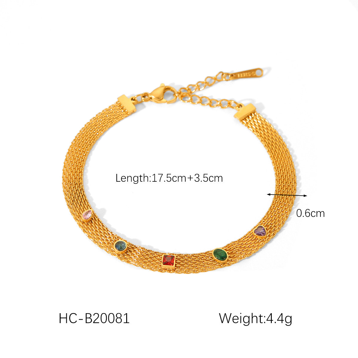 Bracciale in acciaio inossidabile geometrico stile INS con catena a corda ritorta, catena a lama, catena Figaro e catena Snake placcate in oro 18 carati