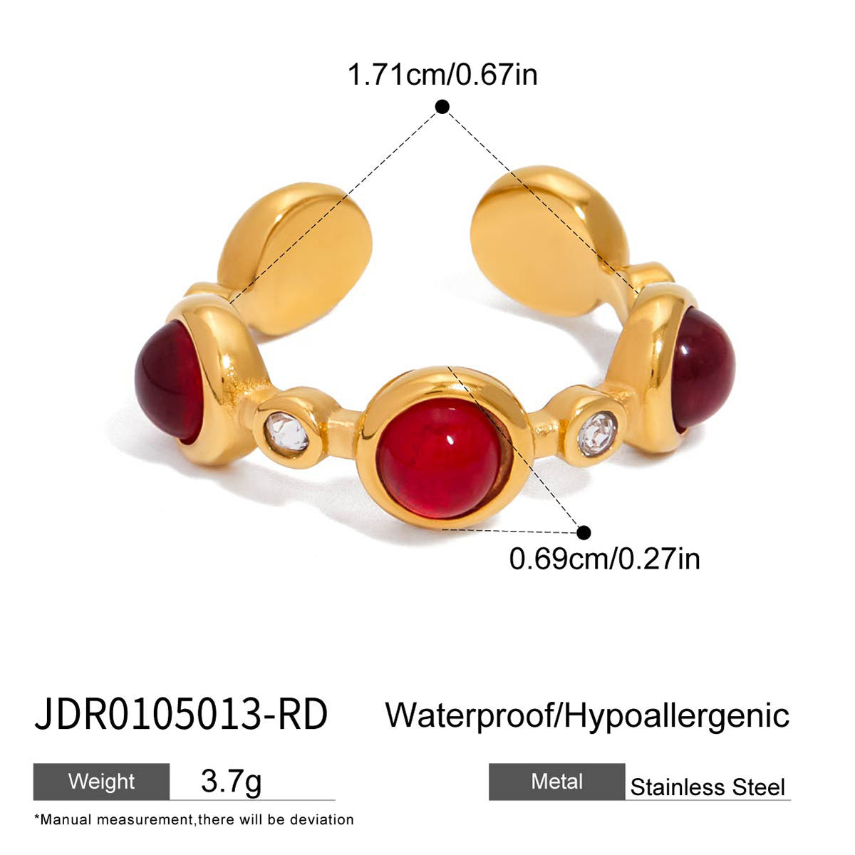 Anello geometrico in acciaio al titanio con intarsio in strass per donna, gioielli di moda in acciaio inossidabile placcato