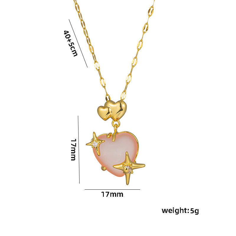 Minimalist Cold-Tone Heart-Shaped Titanium Steel Pendant Necklace with Electroplated Finish for Women