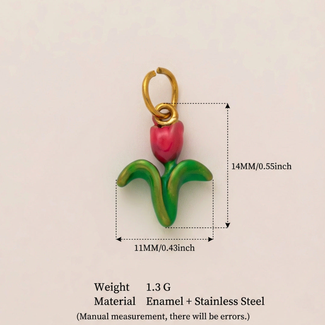 Vintage 18K Gold Plated Stainless Steel Geometric Floral Charm Bar