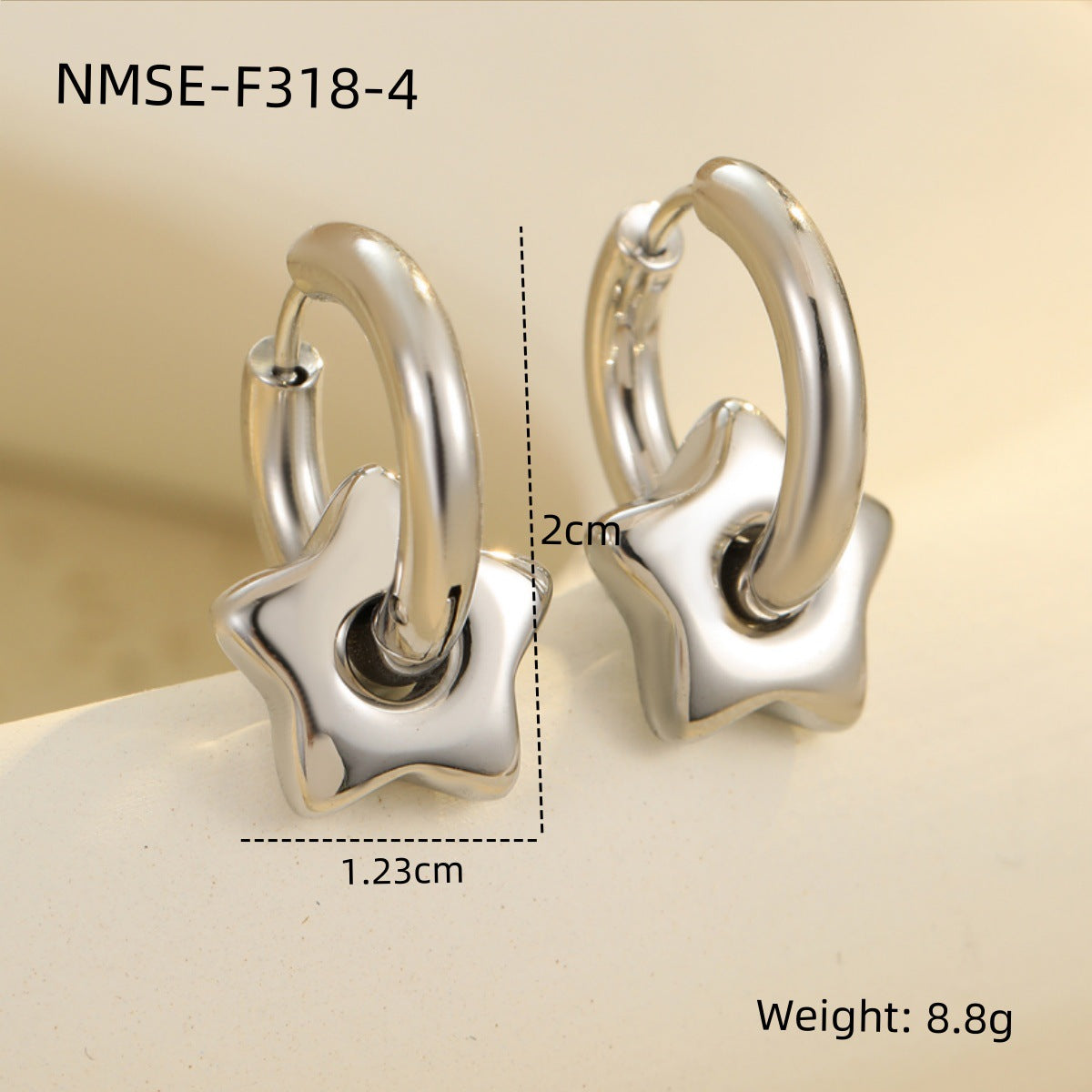 Orecchini a clip a cuore minimalisti in acciaio inossidabile con finitura placcata da donna