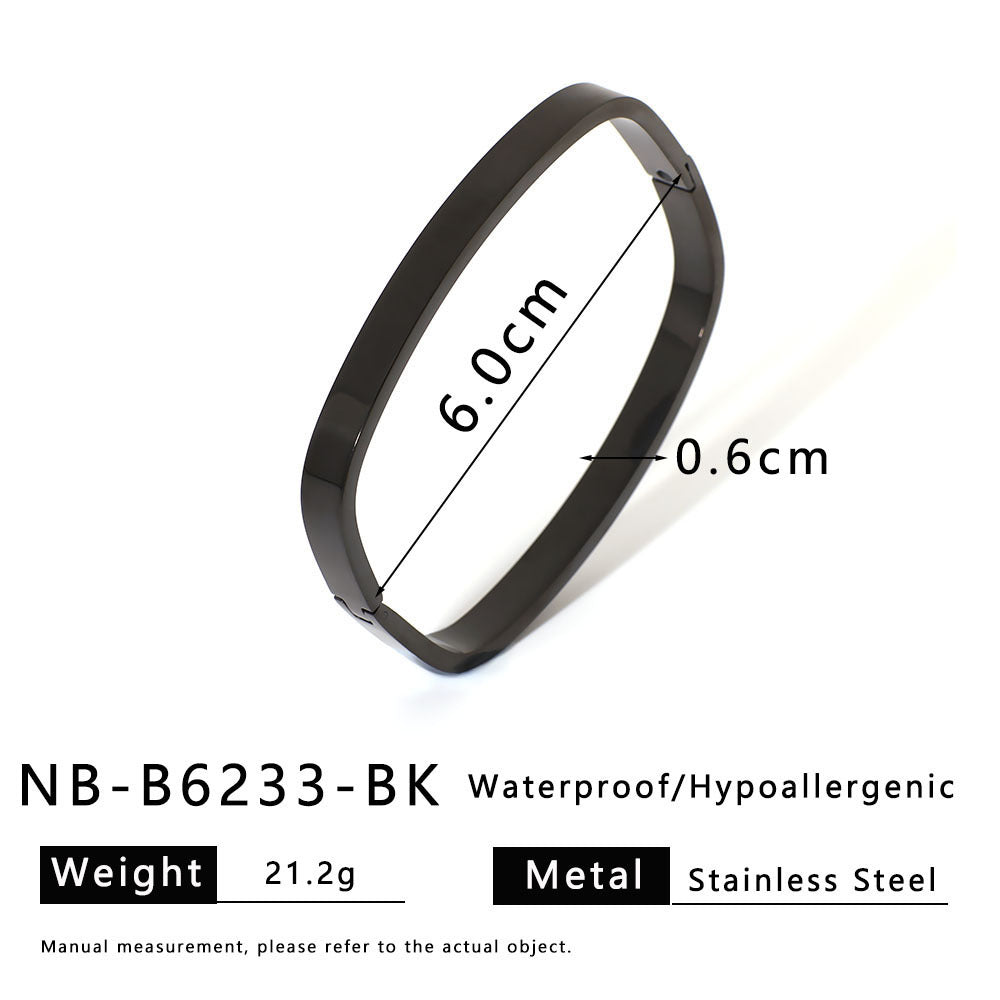 Bracciale Quadrato Minimalista in Acciaio Inossidabile con Placcatura in Oro 18K da Donna