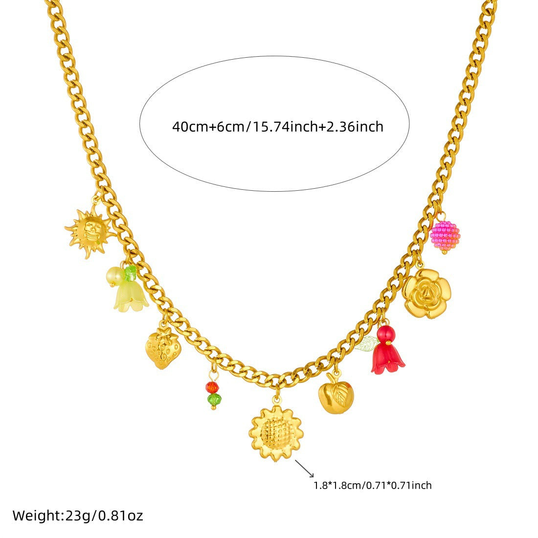 Gold Plated Stainless Steel Sunflower and Lily of the Valley Floral Pendant Necklace and Bracelet Set for Women
