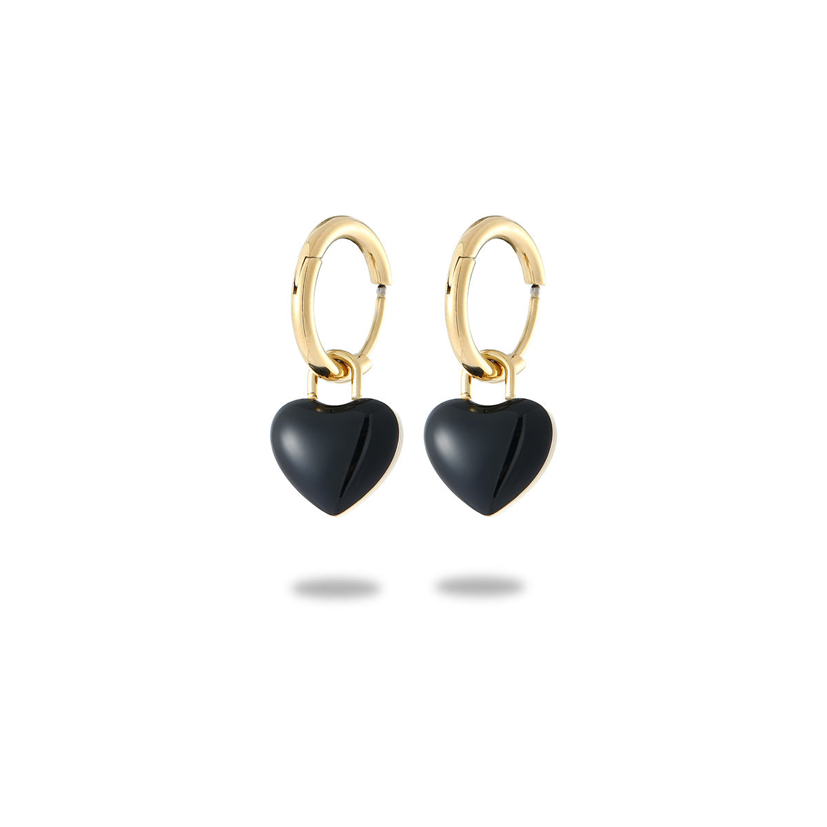 Orecchini da donna alla moda a forma di cuore in acciaio al titanio con smalto minimalistici
