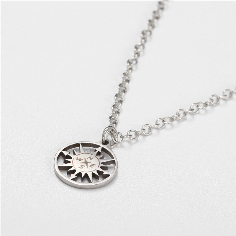 Minimalist Hip-hop Streetwear Geometric Titanium Steel Necklace with Stainless Steel Pendant Curb Chain Unisex
