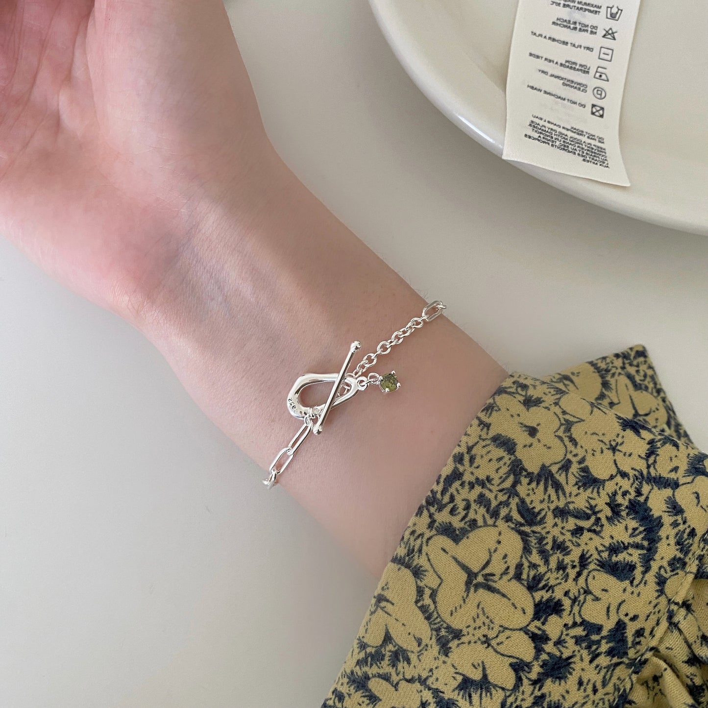 Pulsera redonda geométrica minimalista de plata de ley 925 pulida