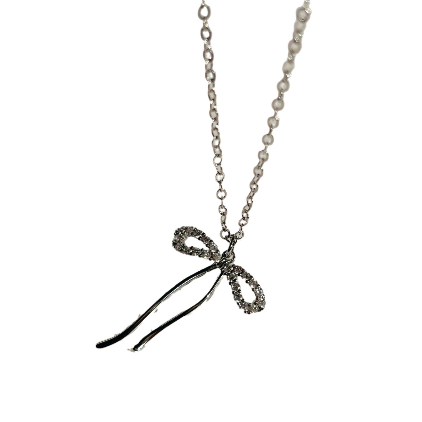 Minimalist Bow-Shaped Pendant Necklace for Women and Men with Titanium Steel Bow Charm on Snake Chain Stainless Steel Vacuum Plated Finish