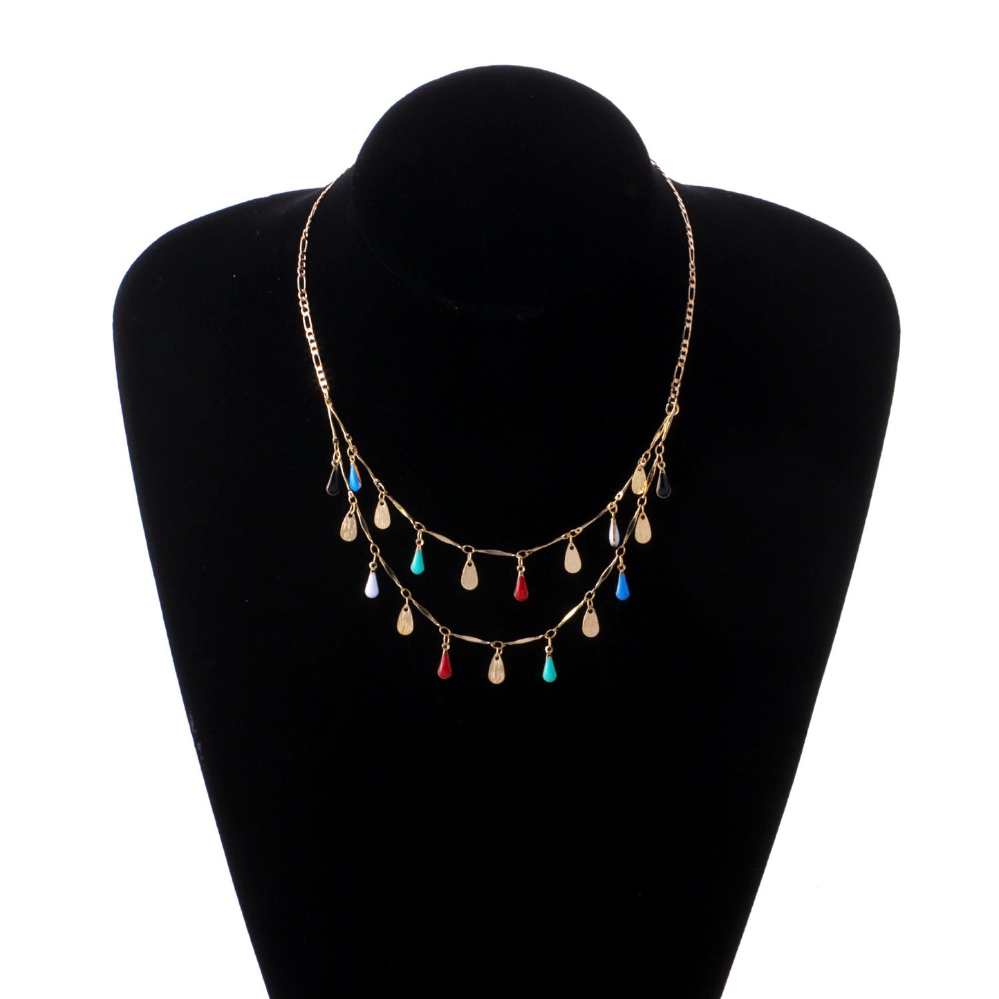 Minimalist Geometric Teardrop Pendant Necklace for Women Alloy Straight Tube Chain