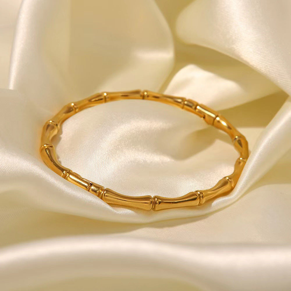 Elegant 18K Gold Plated Geometric Round Titanium Steel Bracelet