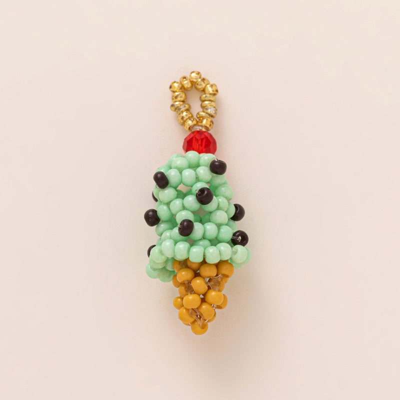 Minimalist Alloy Plated Heart Teardrop Charm Bar Bag Pendant Keychain with Fruit Elements
