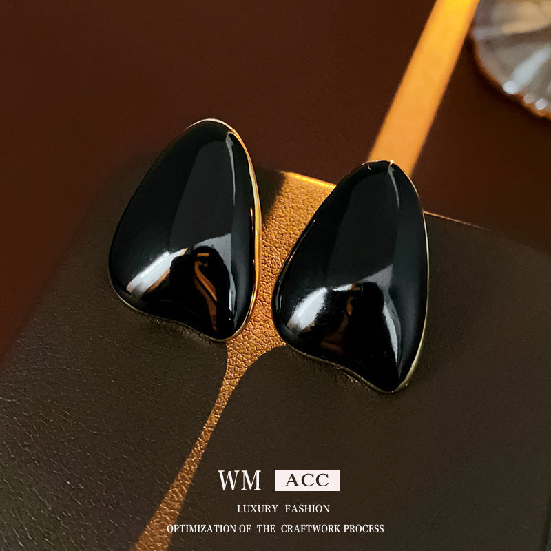 Pendientes redondos geométricos estilo vintage con acabado esmaltado en cobre y postes de plata de ley 925 para mujer