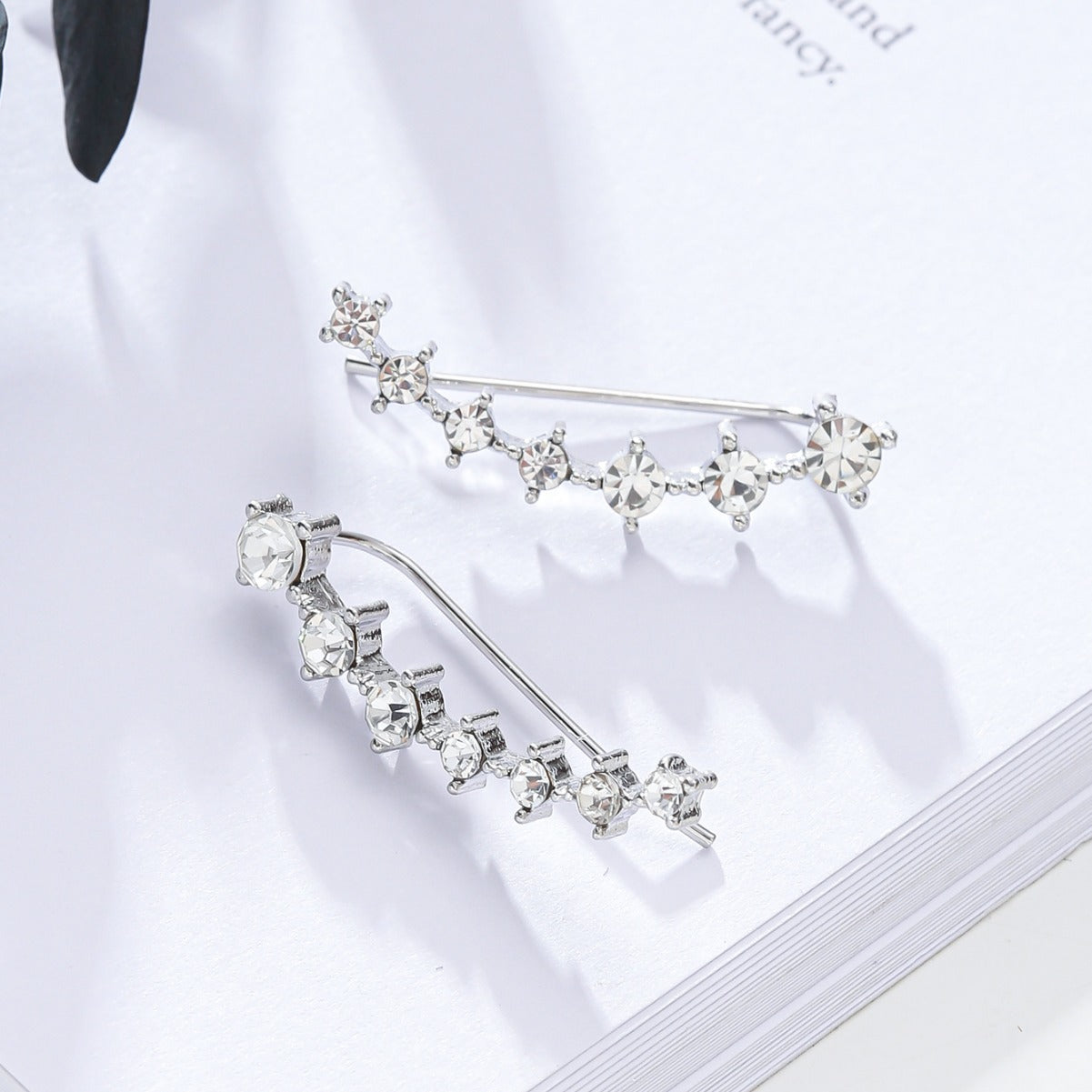 Minimalist Geometric Shaped Zirconia Stud Earrings in Copper with Full Rhinestone Inlay Lightweight Luxury Ear Clips