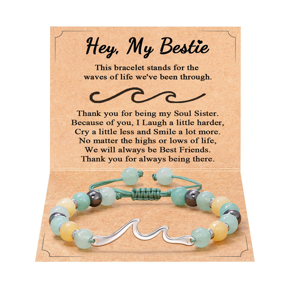 Handmade Woven Stainless Steel Beaded Bracelet with Wave Pattern