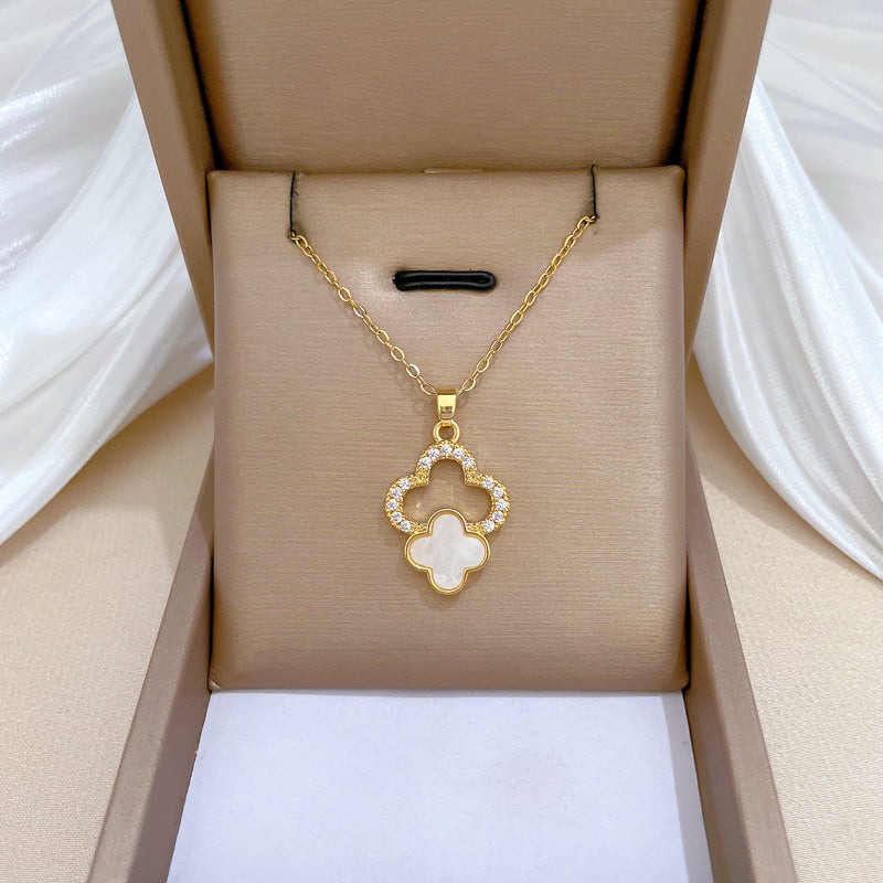 Luxury Sweet Geometric Titanium Steel Necklace and Earrings Set