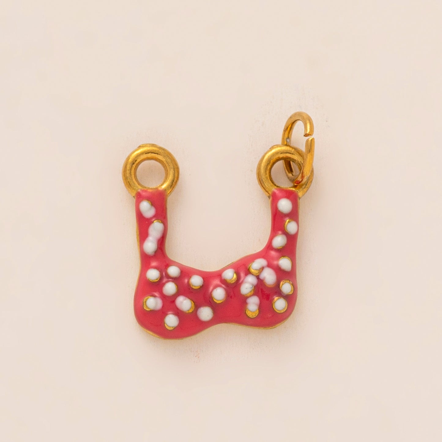 Minimalist Geometric Heart Floral Drip Oil PVD 18K Gold Plated Titanium Steel DIY Charm Bar Pendant for Unisex
