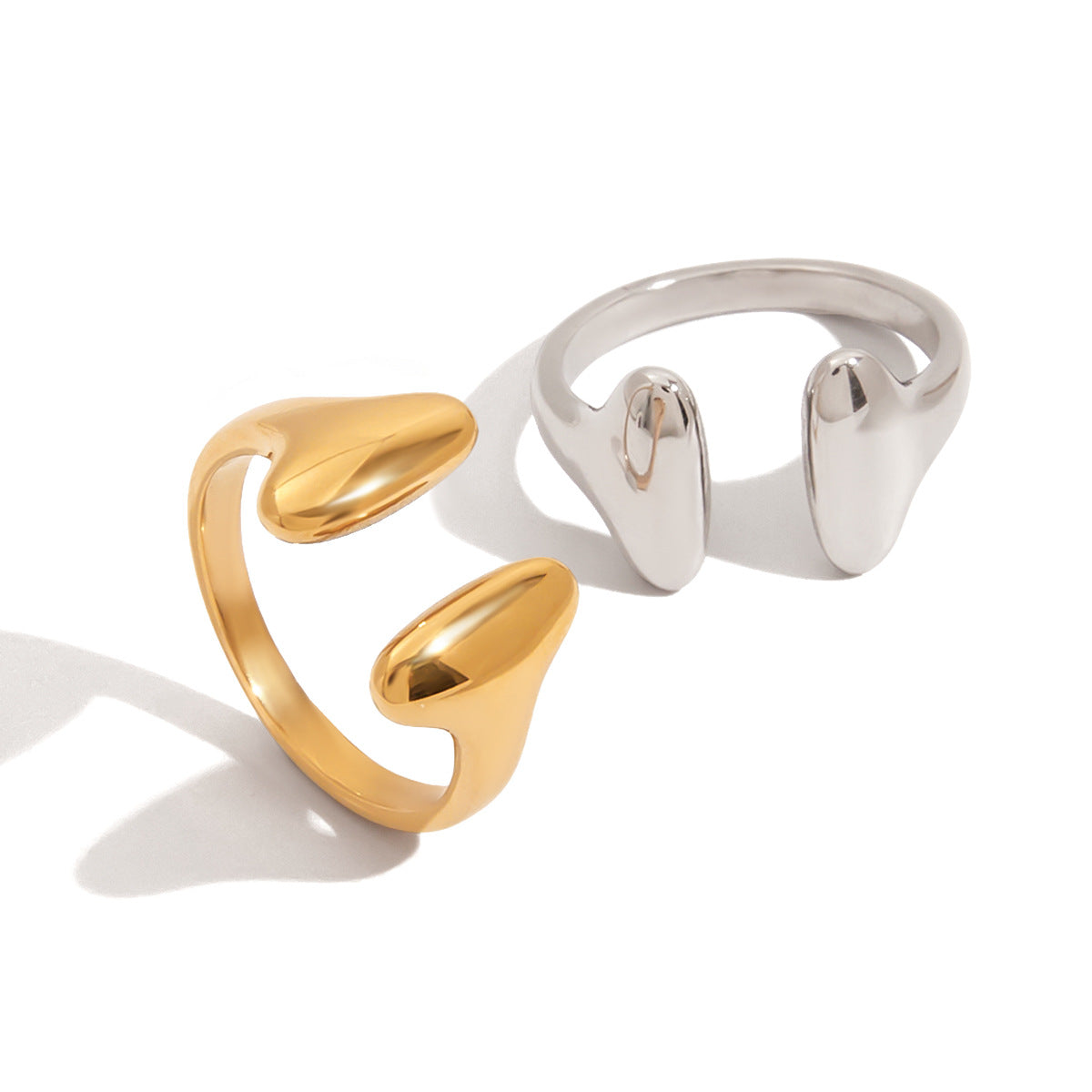 Geometric Plated Stainless Steel Ring for Women