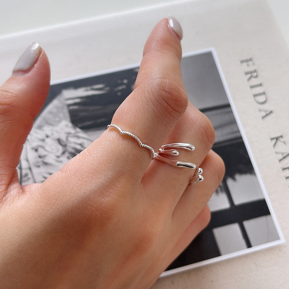 Anello onda geometrico minimalista in argento sterling 925