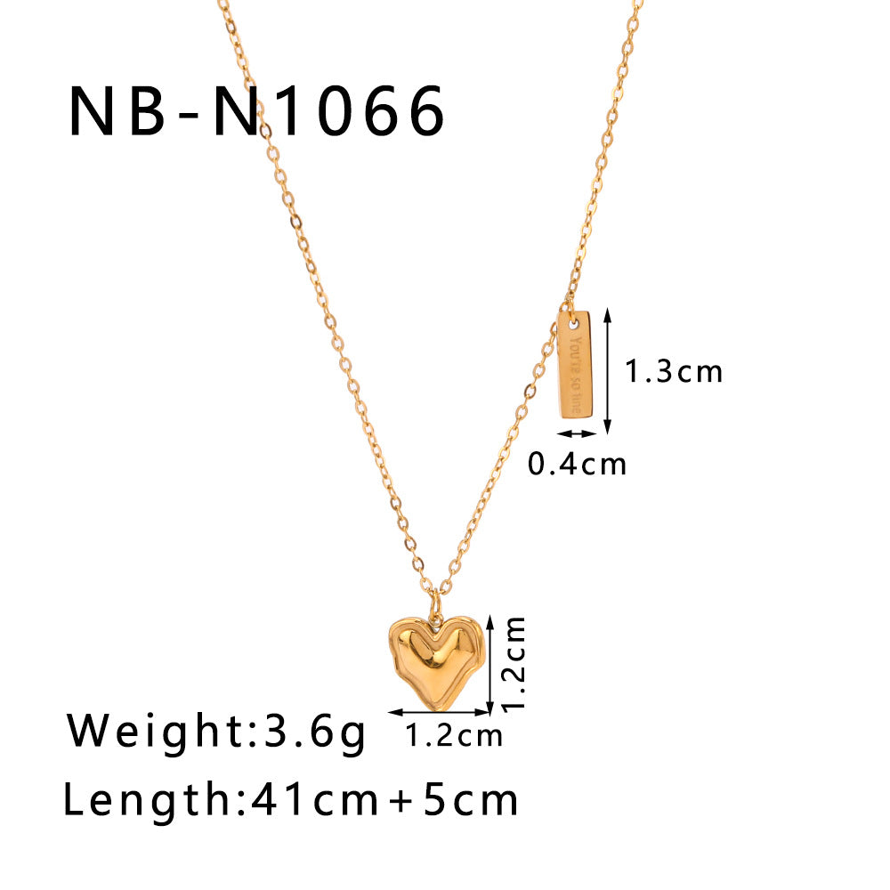 Collana da Donna Minimalista a Cuore in Acciaio al Titanio con Finitura Placcata Sottovuoto 18K, Catena a O in Acciaio Inossidabile