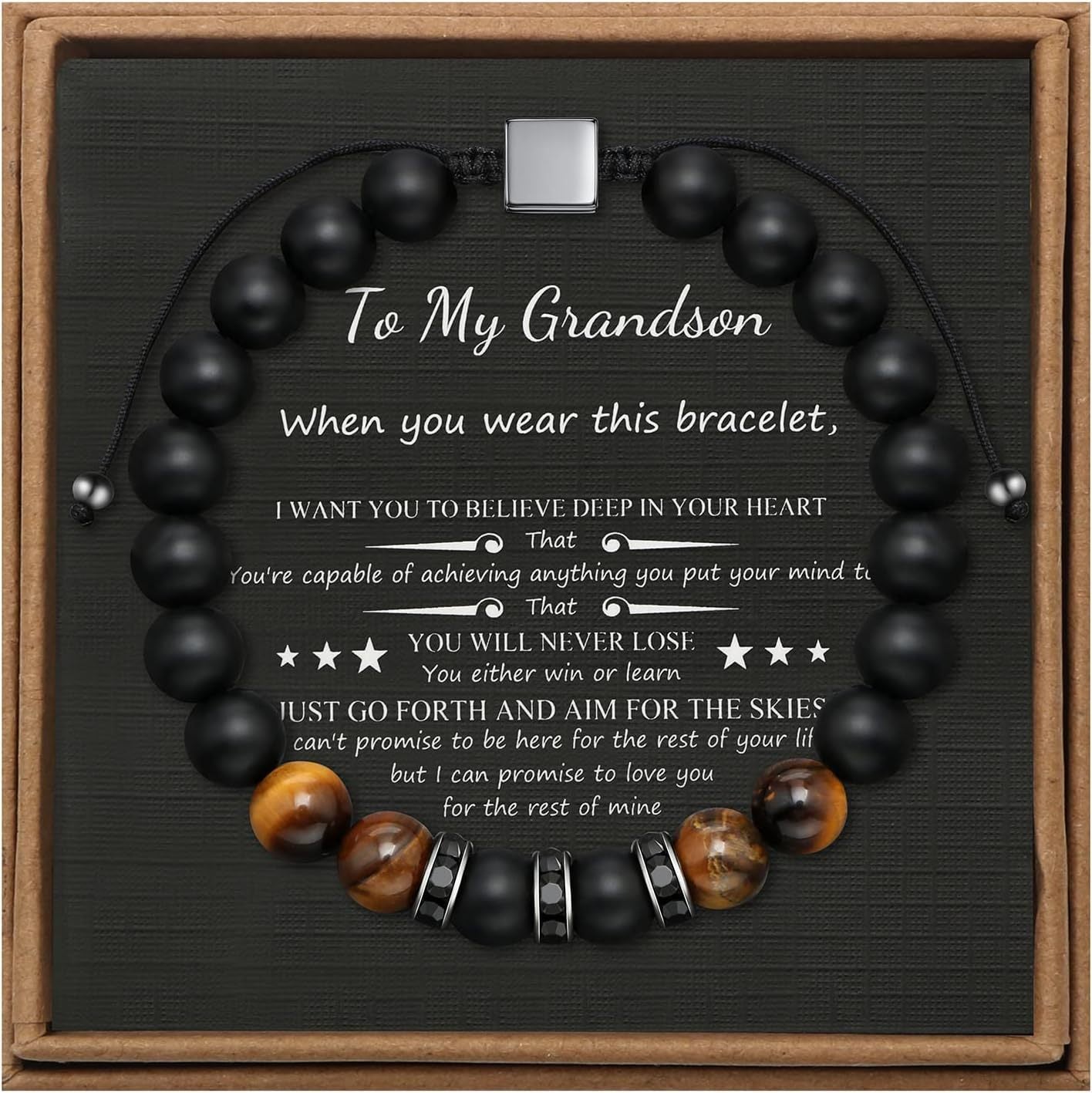 Men's Geometric Tiger's Eye Beaded Bracelet Adjustable Double Layer Handmade Gift