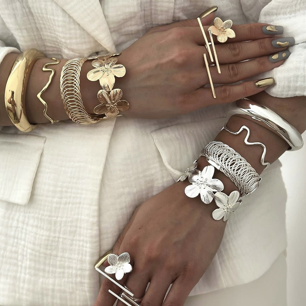 Irregular Butterfly Flower Stainless Steel Plated Bracelet