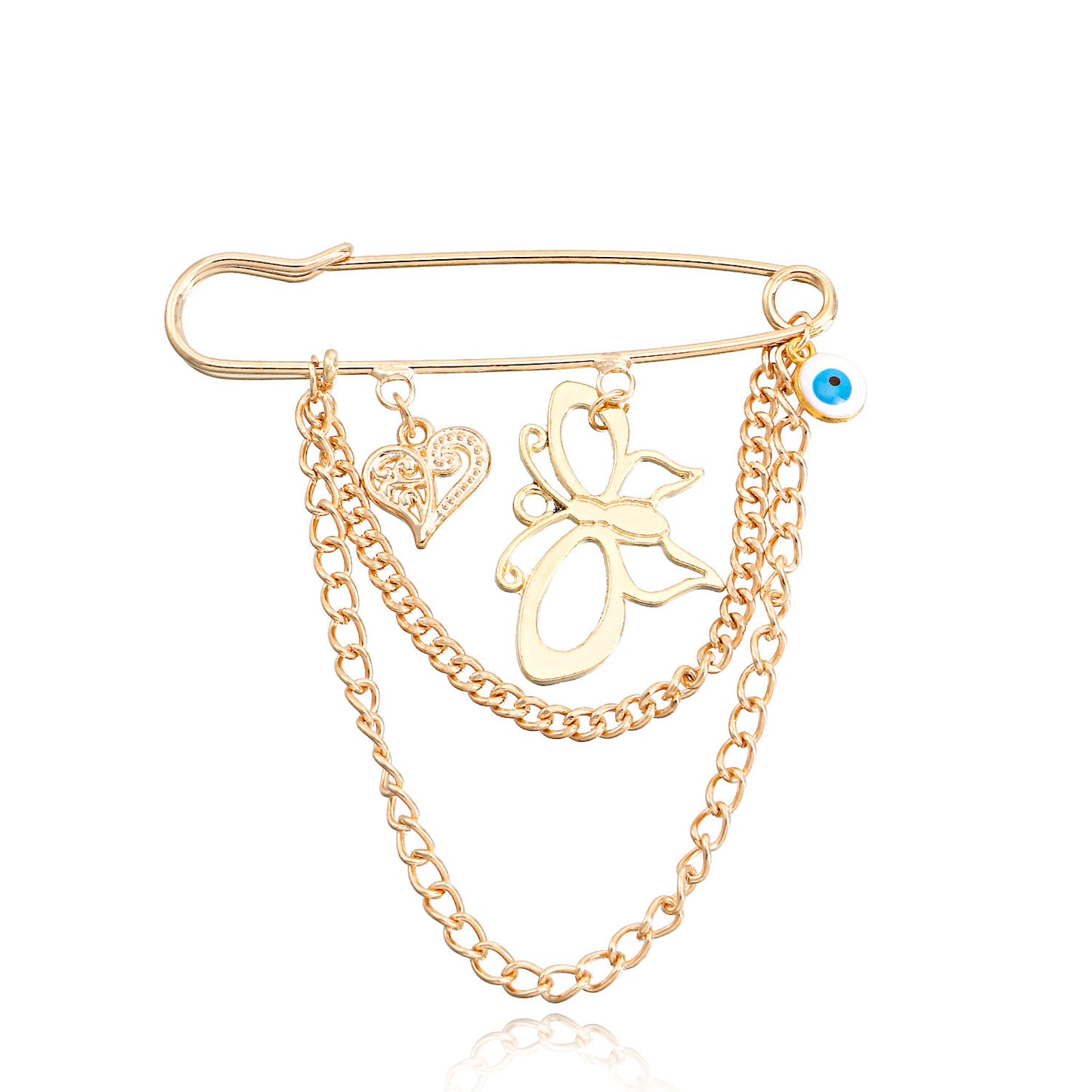 Punk Geometric Hollow Butterfly Tassel Brooch Pendant for Women Alloy Plated Fashion Accessory